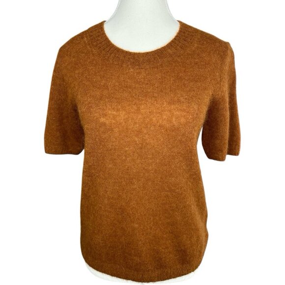 Everlane Women's NWT Brown The Alpaca Wool Short Sleeve Tee Sweater S/C35 - Picture 1 of 13